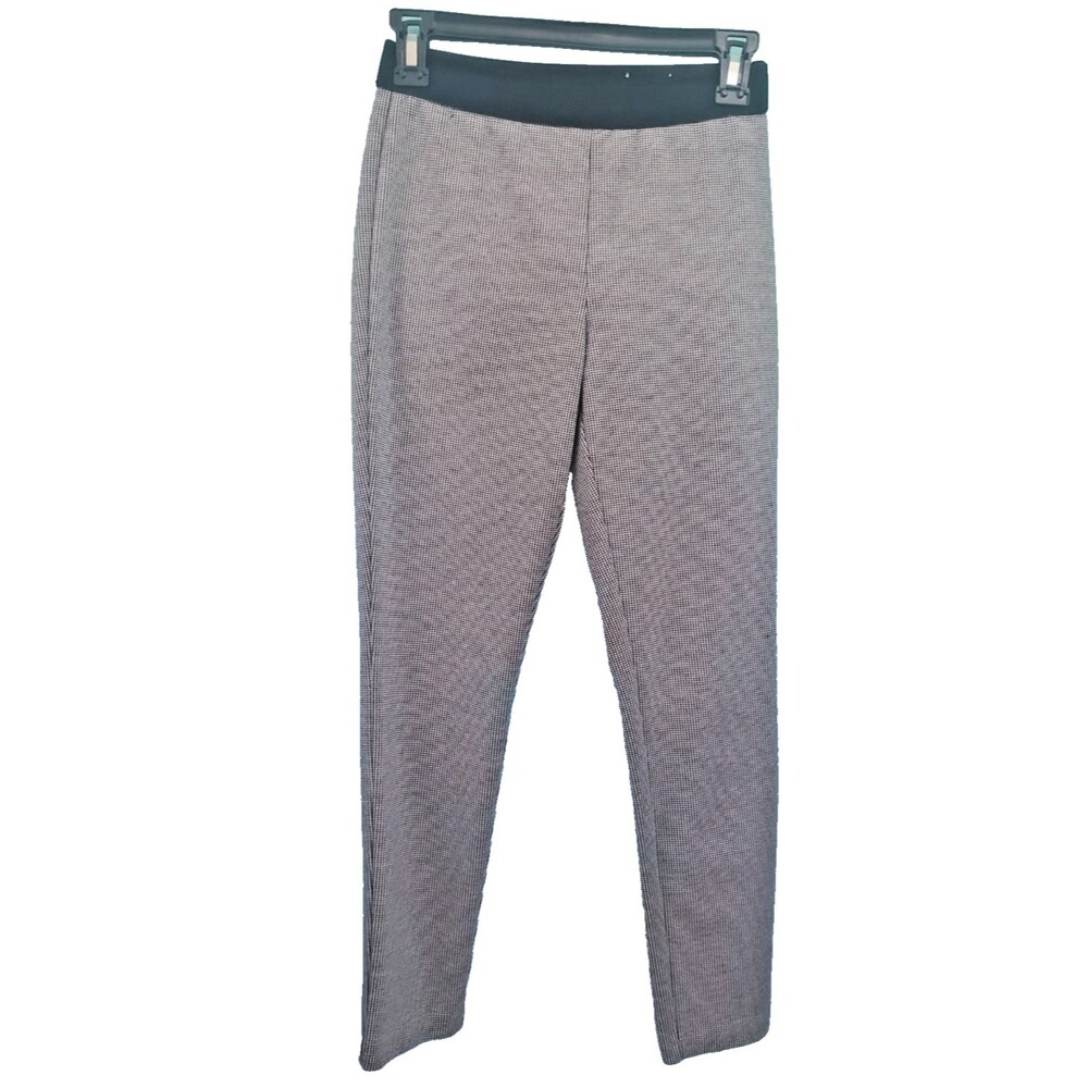 TALBOTS Dress Pants Womens Gray White Houndstooth Ankle Trousers Career...
